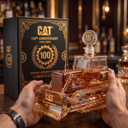 🔥CAT 100th Anniversary Bulldozer Crystal Whiskey Decanter