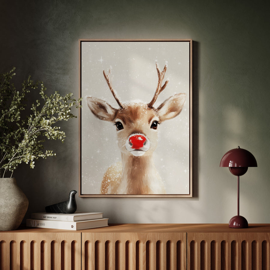 🦌❄️ Adorable Snowy Reindeer Wall Art – Cozy Christmas Print for Festive Home Decor 🎄