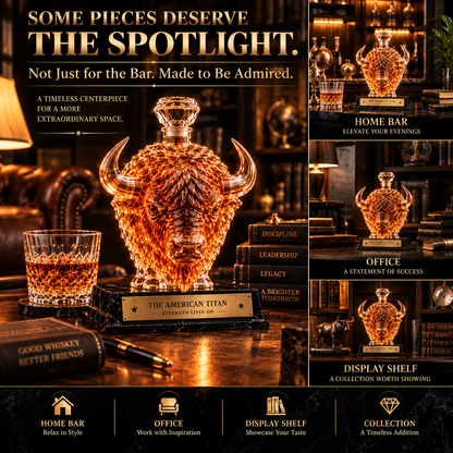 🔥 More Than a Decanter!  The American Titan – A Bold Bison Crystal Whiskey Collectible