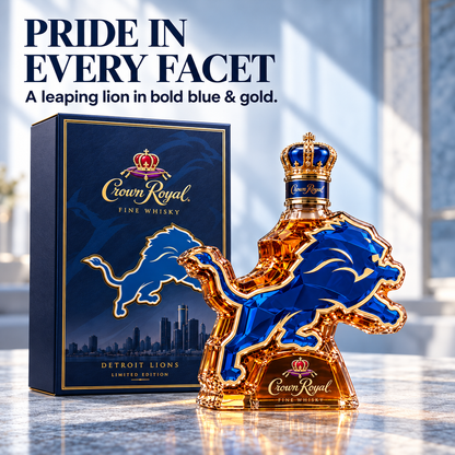 🦁🏈 Crown Royal Detroit Lions Commemorative Whiskey Bottle – Celebrating Detroit’s Football Legacy 🥃