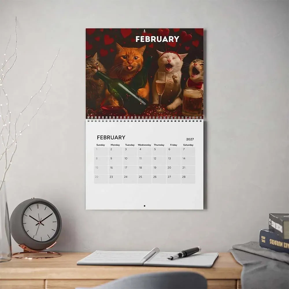😹🍻 Drunk Cats 2027 Wall Calendar – 12 Months of Cat Chaos, Sass & Bad Decisions 📅🐱