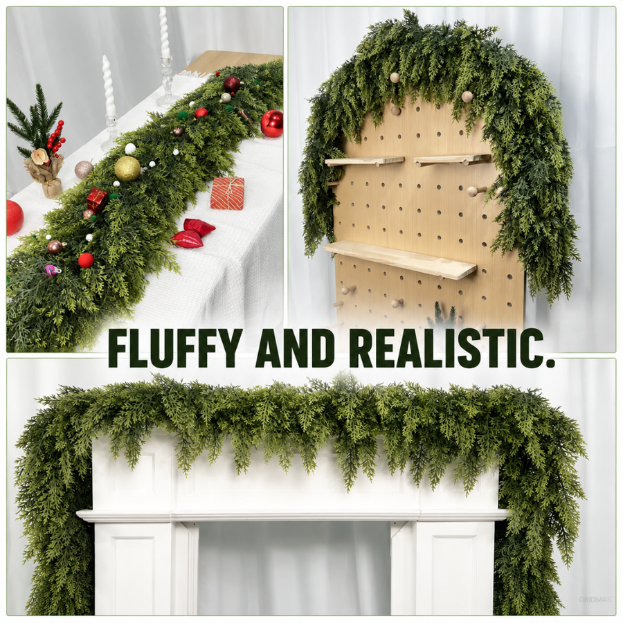 Lush Cedar Garland Set – Natural-Look Christmas Greenery Decor 🌲