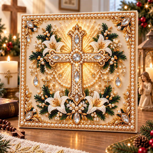 Radiant Cross Blessing DIY Christian Pearl Artwork Kit