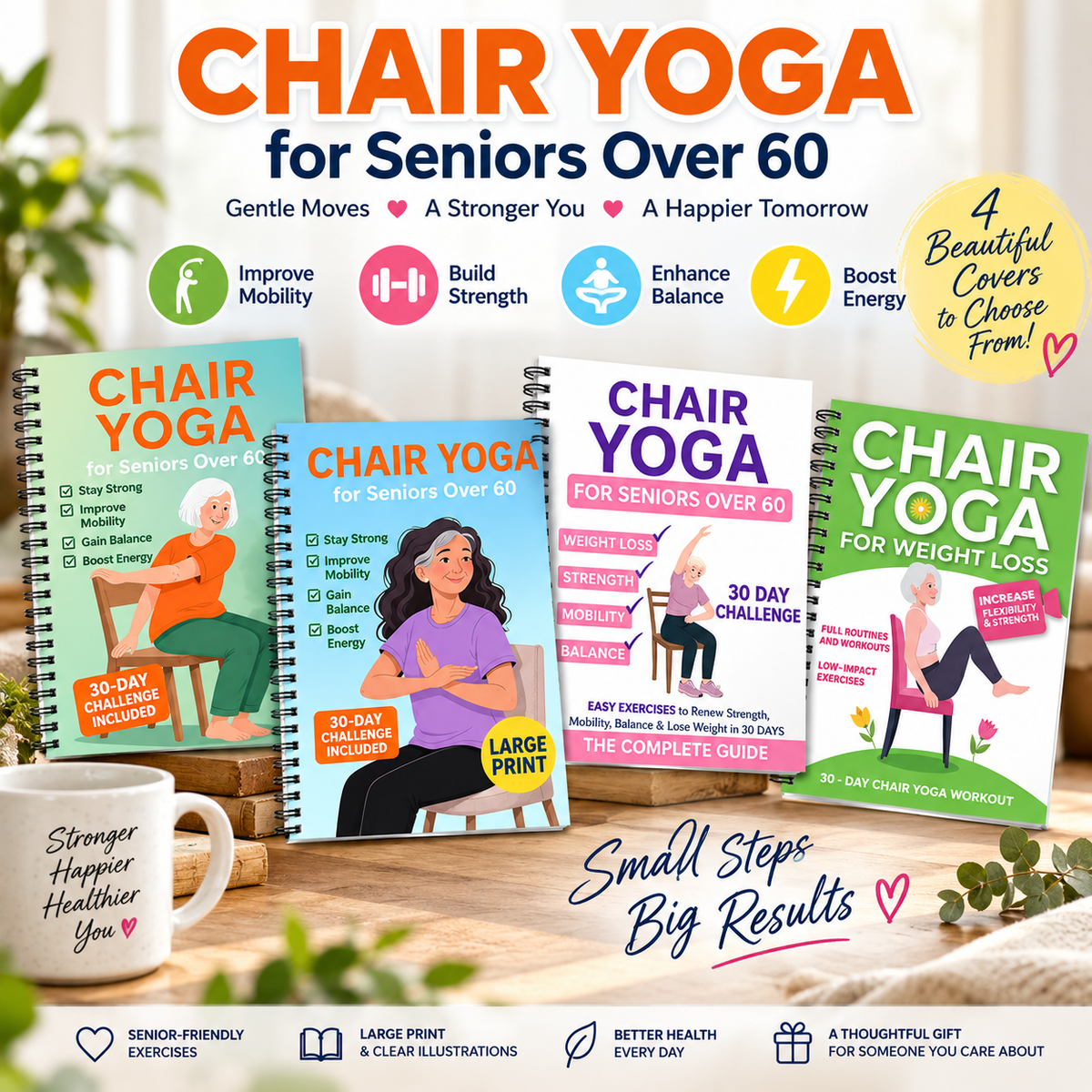 Chair Yoga for Seniors Over 60 – 40+ Gentle Exercises for Strength, Mobility & Balance