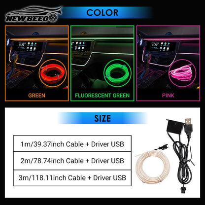 🚗✨ Car Interior LED Strip Lights – Ultra-Slim Ambient Lighting in 9 Colors