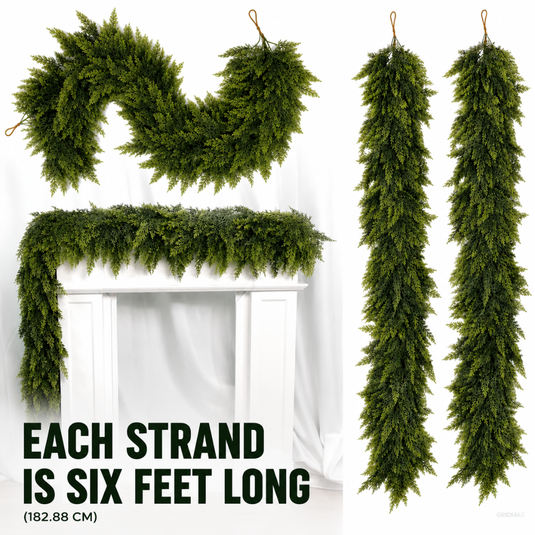 Lush Cedar Garland Set – Natural-Look Christmas Greenery Decor 🌲