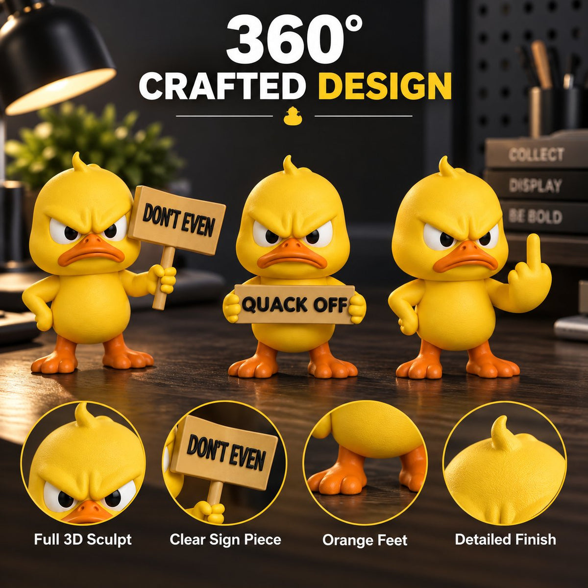 🦆 Angry Duck Desk Figurines – Sarcastic Funny Decor for Office & Home