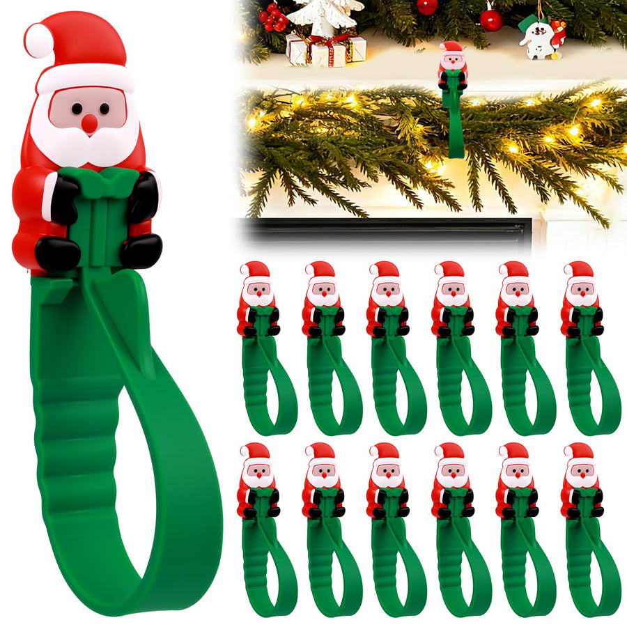 🎄🎅 12-Pack Santa Claus Adhesive Hooks — Peel, Stick & Hang, No Drilling or Nails Needed