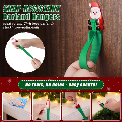 🎄🎅 12-Pack Santa Claus Adhesive Hooks — Peel, Stick & Hang, No Drilling or Nails Needed