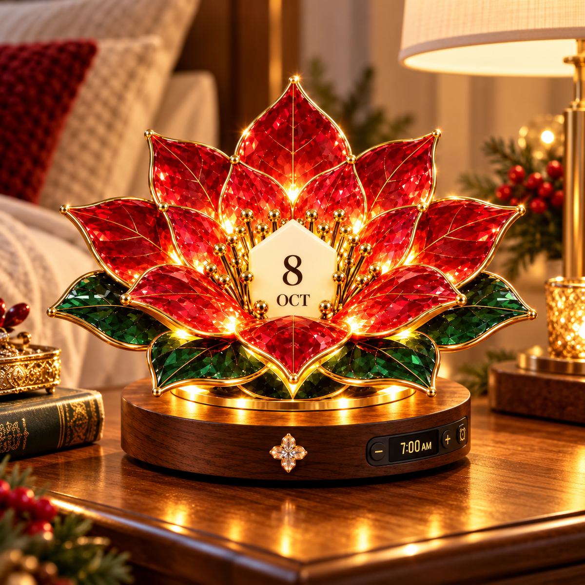 🎁 Automatic Blooming Perpetual Calendar – Crystal-Style Flower Night Light & Home Decor