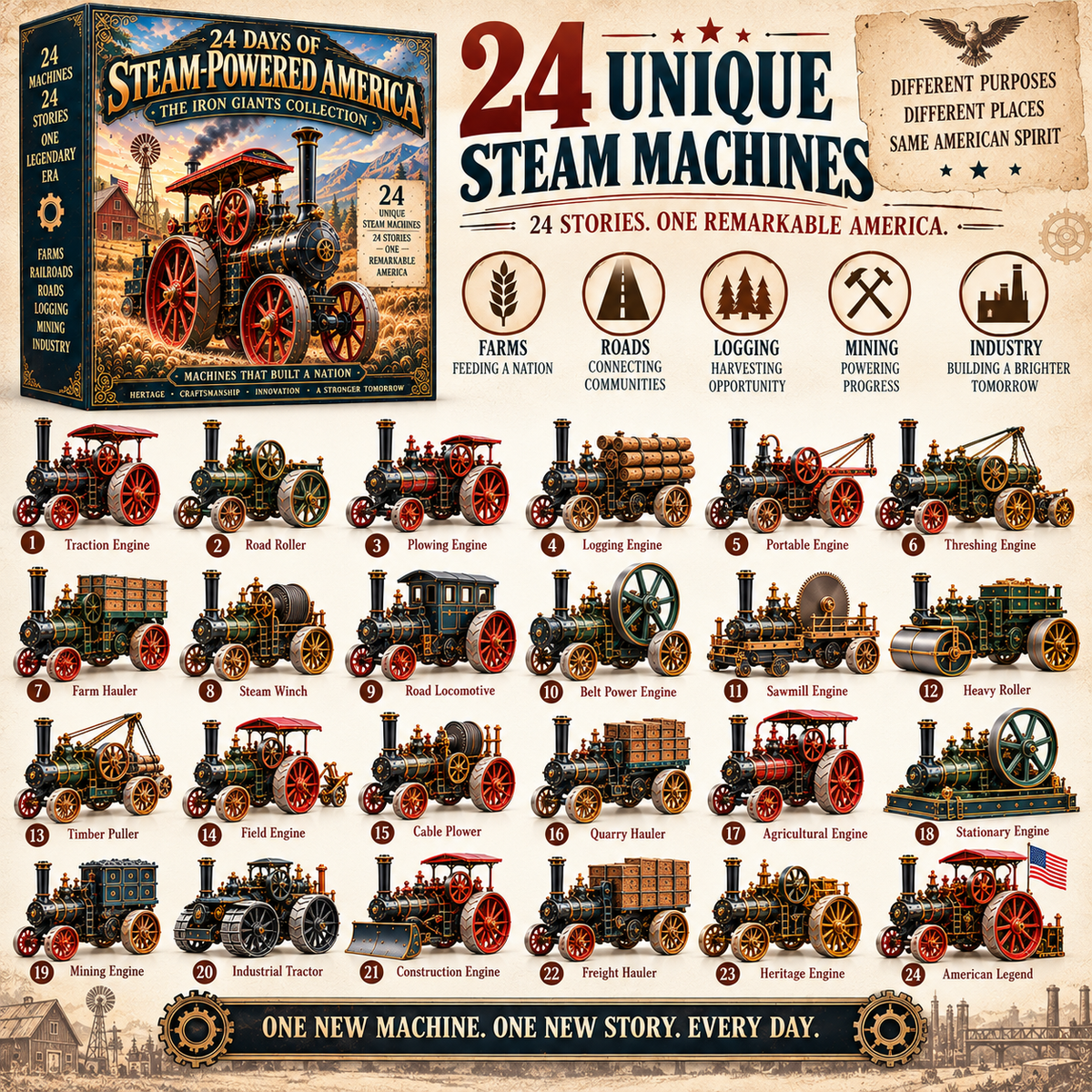 🔥 Ready to Fire Up the Past?! 🚂 2026 Steam-Powered America – 24 Days of Iron Giants & Legendary Machines!