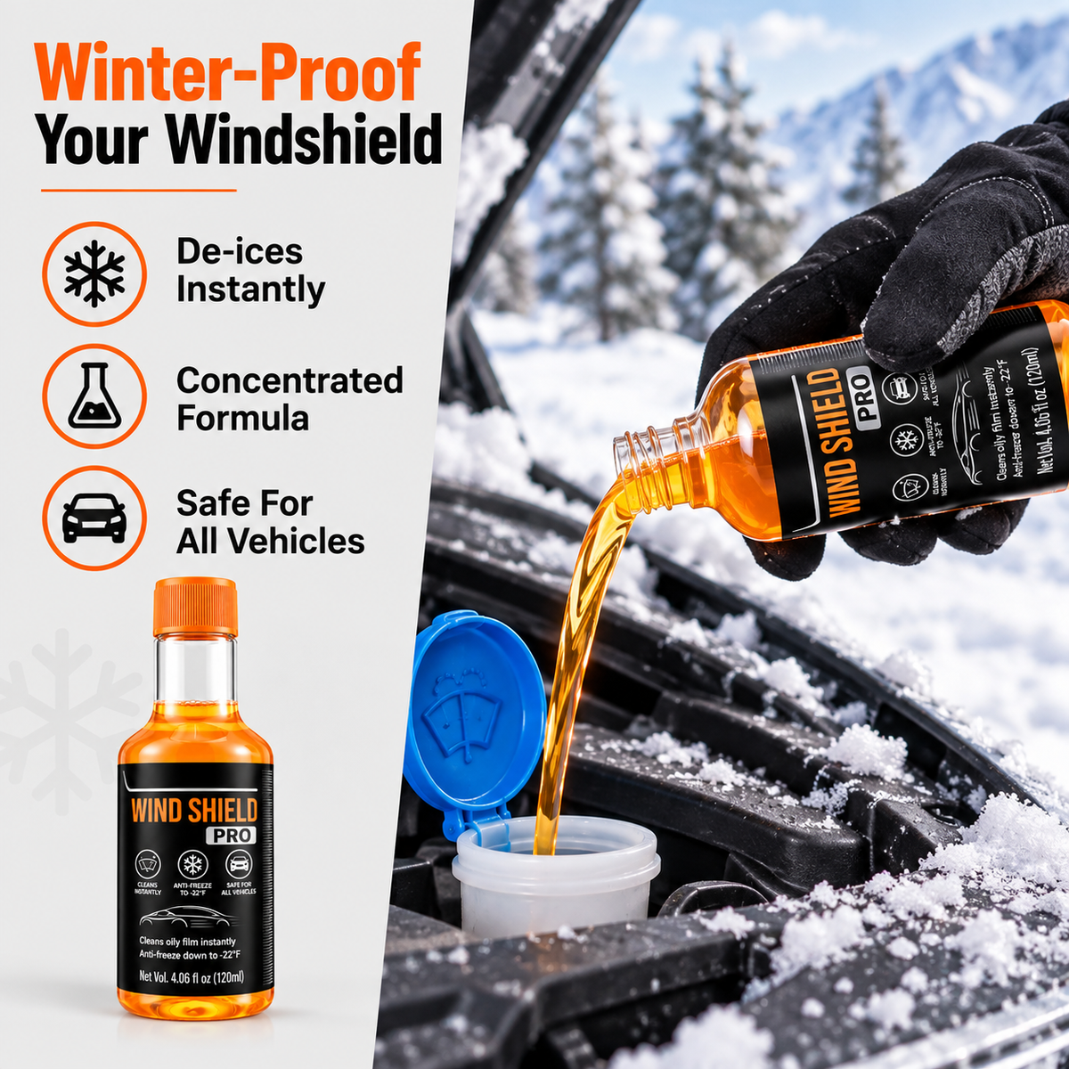 🚗 Windshield Pro All-Season Washer Concentrate – Road Film & Grime Cleaner