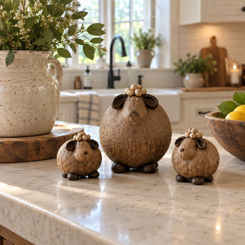 🔥Little Woolly Family™ – Whimsical Rustic Sheep Figurines, Set of 3