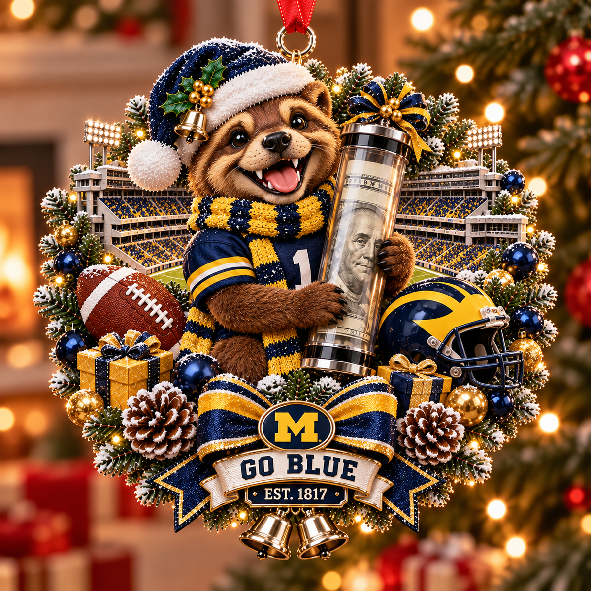 🏈🎄 College Football Money Surprise Ornament