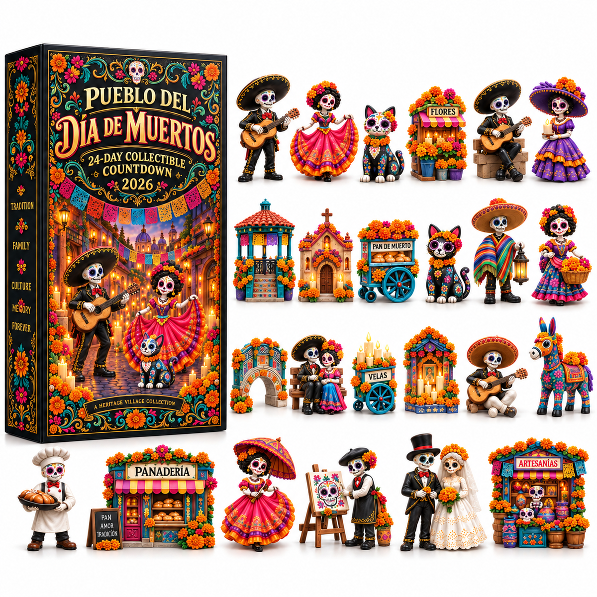 🏵 Day of the Dead Village 2026 – 24-Day Collectible Countdown Calendar with 24 Unique Miniatures