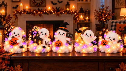👻Whimsical Halloween Ghost Decor – Cute Staircase & Tabletop Display