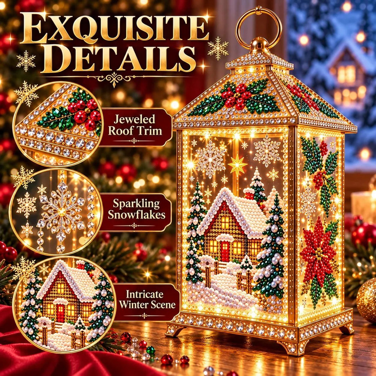 💎 DIY Light-Up Diamond Art Christmas Lantern – Sparkling Holiday Craft & Décor