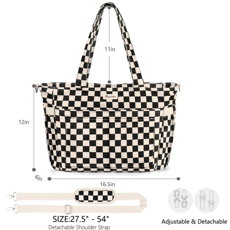 🎒✨Large Corduroy Tote Bag for Women – Multi-Pocket Laptop & Work Bag