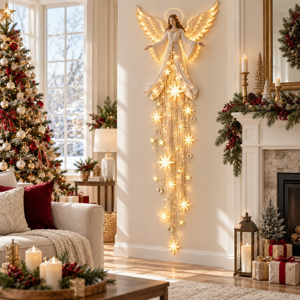 🔥 Buy 2 Get 20% OFF 🔥 Angel Blessing Starfall Wall Light – Heavenly Christmas Wall Decor