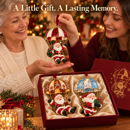 Parachuting Santa Christmas Ornaments – 6 Whimsical Holiday Designs