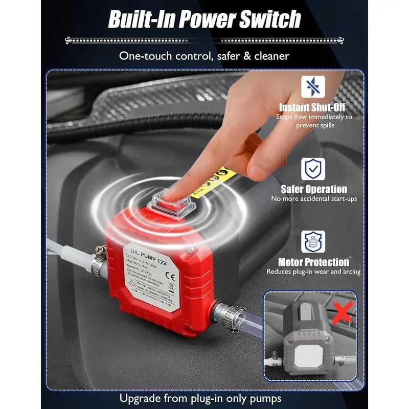 12V 80W Electric Oil Extractor Pump  Portable Oil Change & Diesel Transfer Pump with Suction Tubes for Cars, Trucks, RVs & Boats