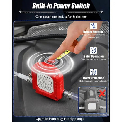 12V 80W Electric Oil Extractor Pump  Portable Oil Change & Diesel Transfer Pump with Suction Tubes for Cars, Trucks, RVs & Boats