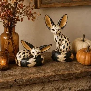 🦊Vintage-Style Fennec Fox Sculpture – Charming Home Decor & Gift for Animal Lovers✨