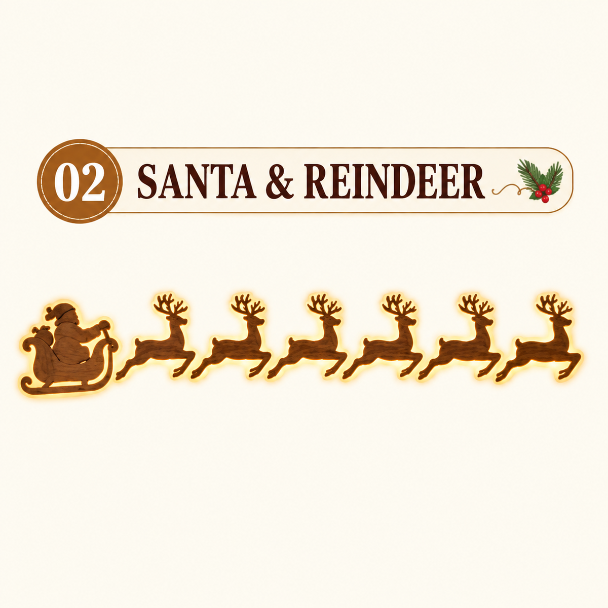 Christmas LED Wall Decorations - Santa's Sleigh (7 pieces)