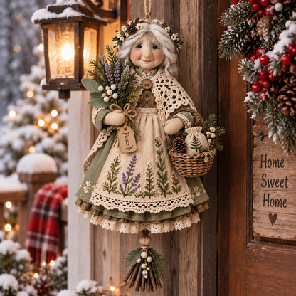 🍀 Handcrafted Good Luck Grandma Doll – Cozy Hanging Decor & Keepsake