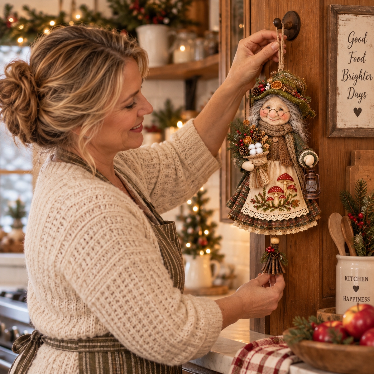 🍀 Handcrafted Good Luck Grandma Doll – Cozy Hanging Decor & Keepsake