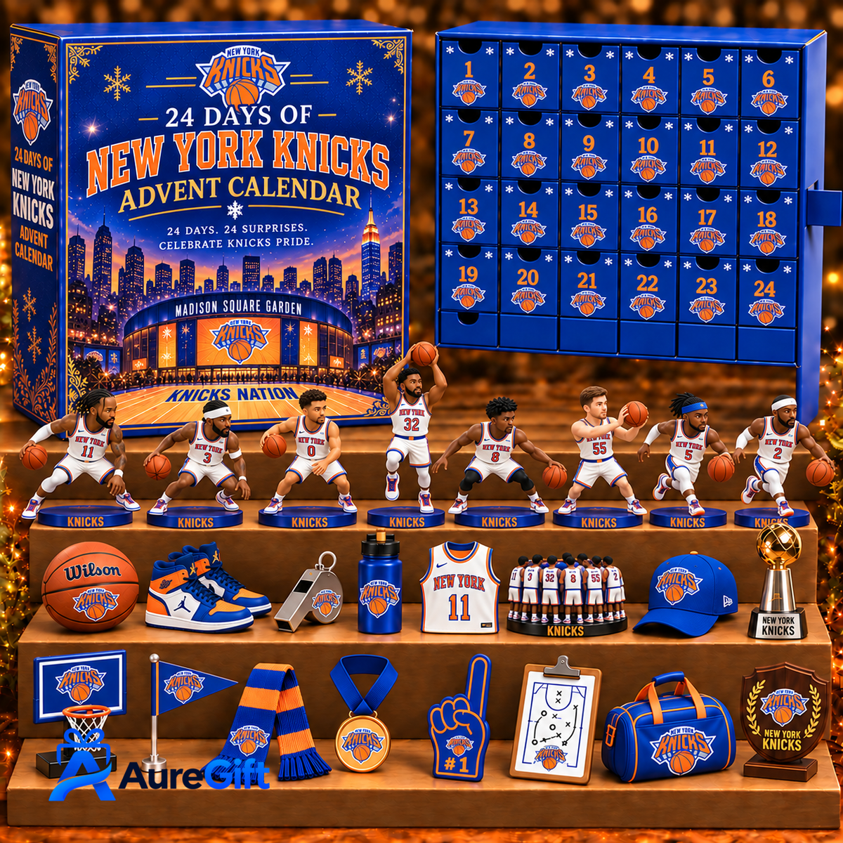 New York Knicks NBA Personalized 24 Days Of Basketball Advent Calendar