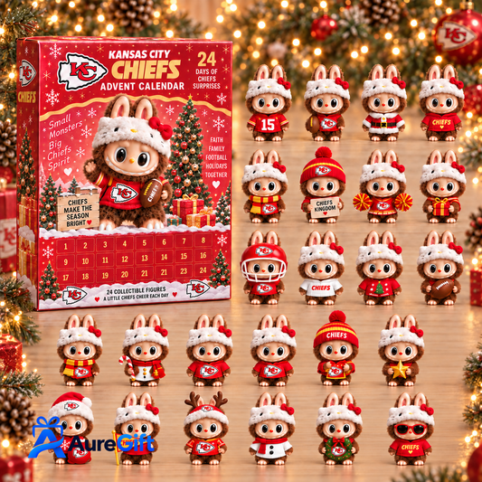 Kansas City Chiefs NFLxLabubu Christmas KICKOFF Personalized 24 Days Of Advent Calendar Blink Box