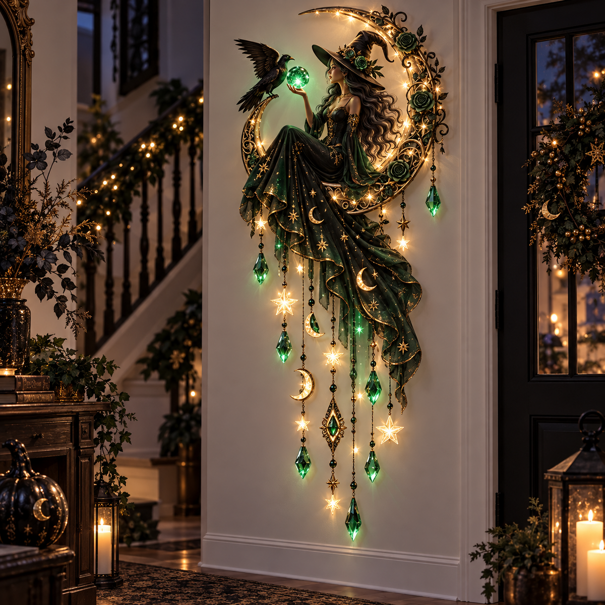 🦋 Enchanted Butterfly Moon™🌙 – Magical Fairy Starfall Wall Light with Cascading Crystal Glow