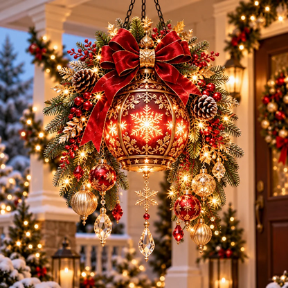 🎄 Snowy Cardinal Hanging Lantern – Give Your Porch a Christmas Glow