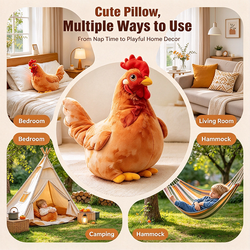 🐔 Chicken-Shaped Plush Pillow – Cute Realistic Hen Stuffed Animal & Cozy Home Decor Cushion ✨