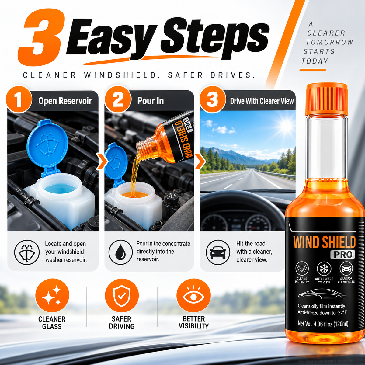 🚗 Windshield Pro All-Season Washer Concentrate – Road Film & Grime Cleaner