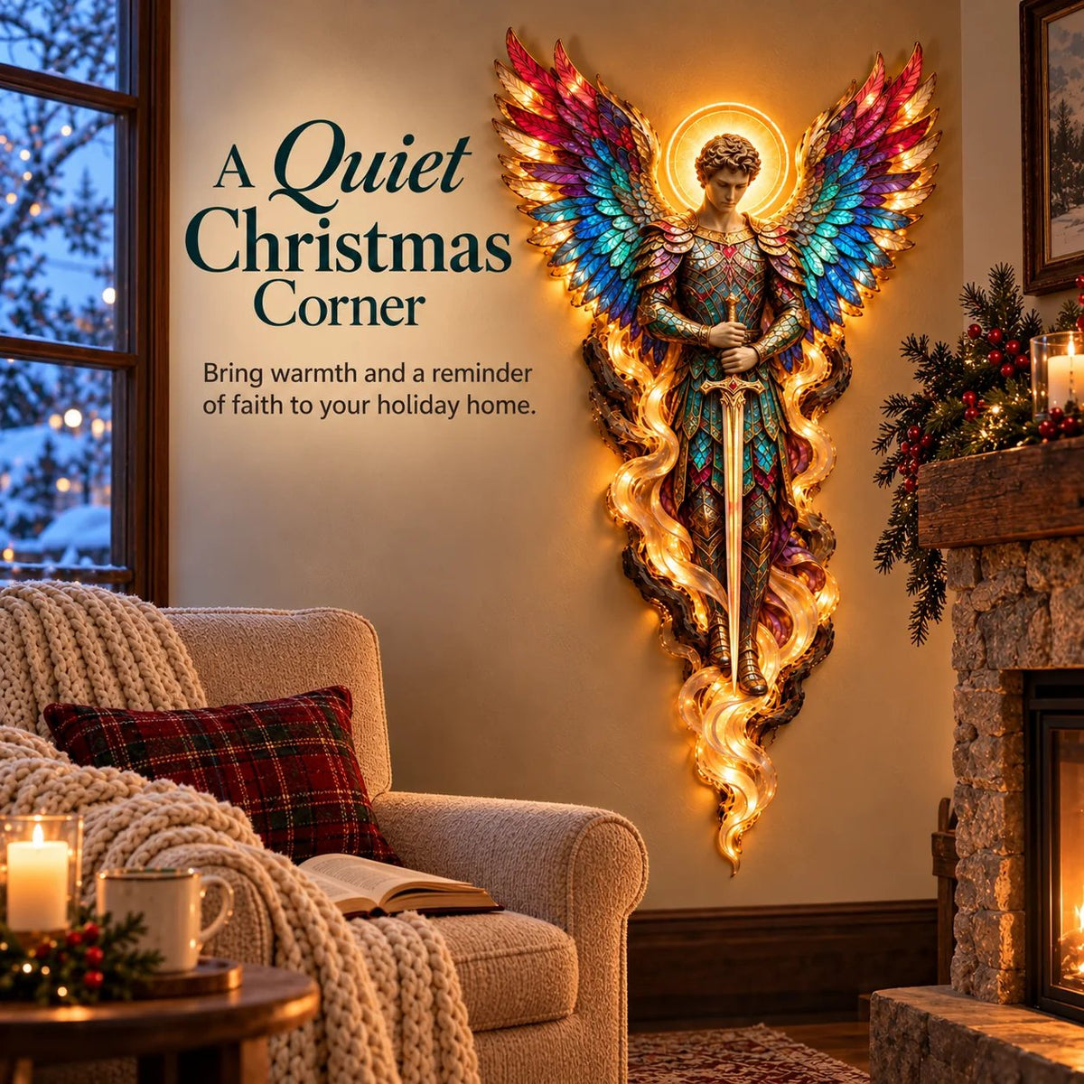 ✝️✨ Lighted Angel Wall Sculpture – Glowing Guardian Angel Decor, Christian Faith Gift & Home Blessing 🪽