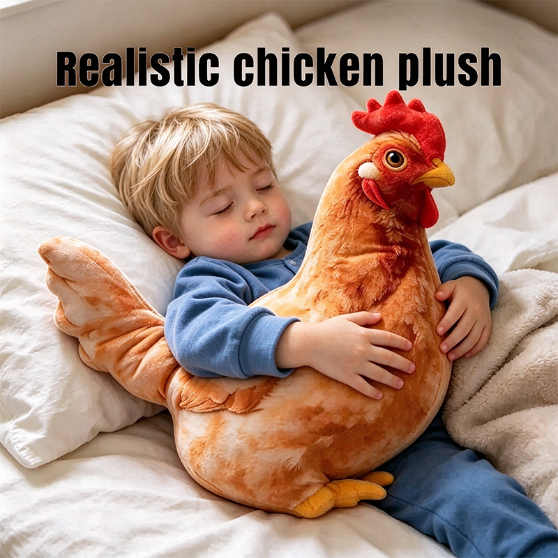 🐔 Chicken-Shaped Plush Pillow – Cute Realistic Hen Stuffed Animal & Cozy Home Decor Cushion ✨