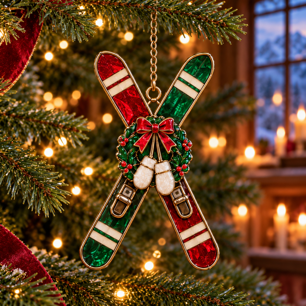 ⛷️ 2026 Christmas Ski Resort Ornaments – Set of 6 Festive Winter Holiday Keepsakes