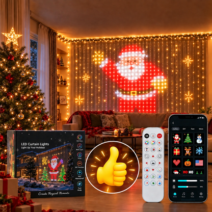 🎄 Smart LED Curtain Lights | App-Controlled Animated Christmas Wall Display ✨