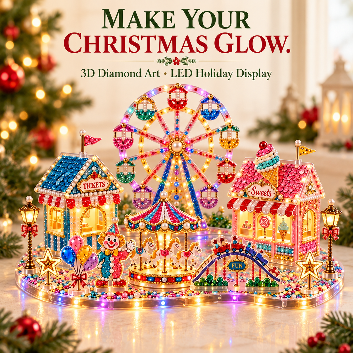 3D LED Christmas Diamond Art DIY Kit