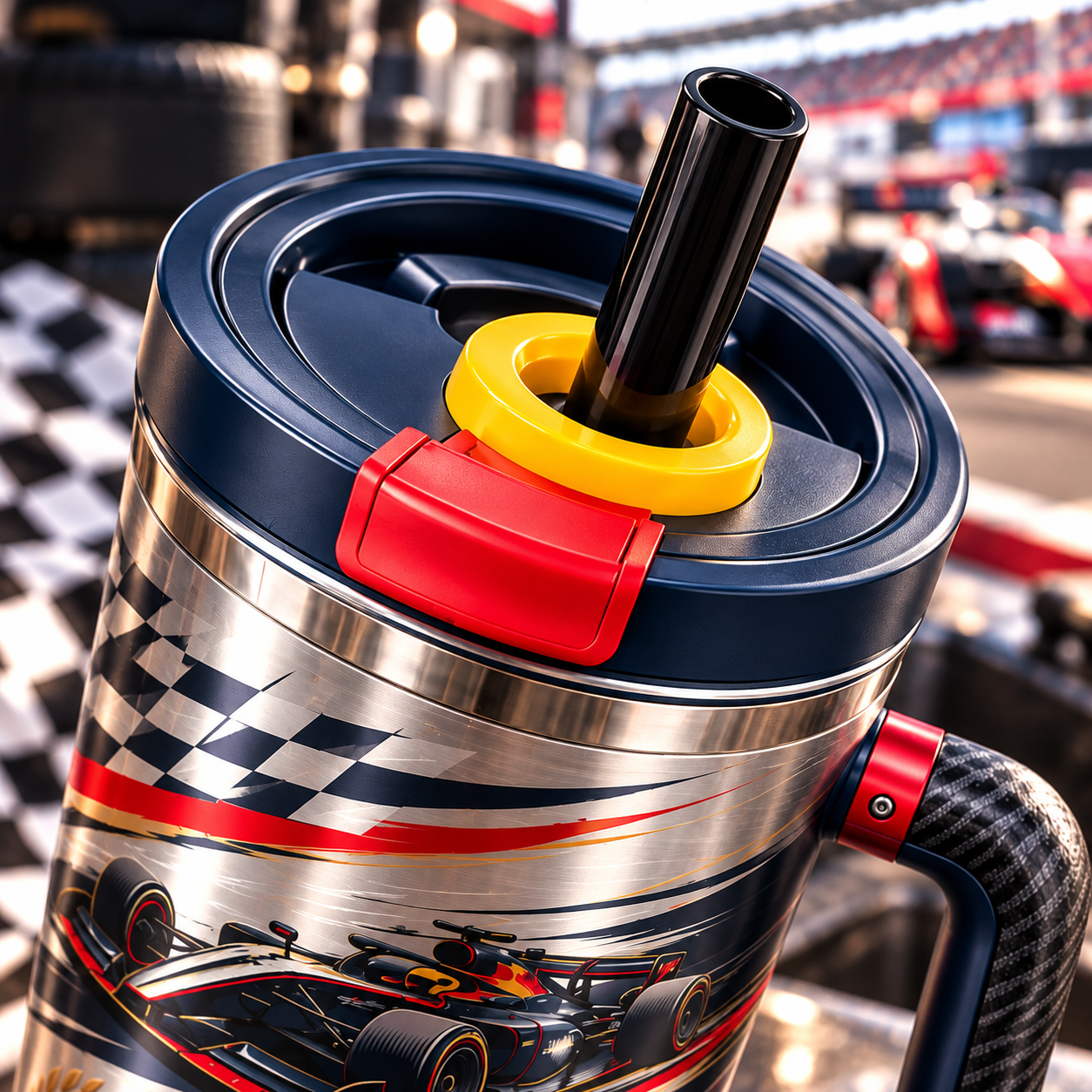 Tumbler lid handle and straw