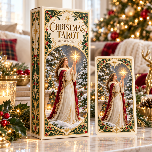 Limited Edition 49% OFF🎉-🔮Christmas Tarot Deck – 78 Festive Cards with Guidebook & 12-Day Reflection Guide