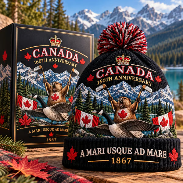Black Canada anniversary beanie