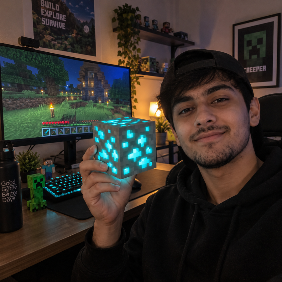 🎮✨ Minecraft Block Light – Pixel-Style LED Night Lamp for Gaming Rooms & Desks 🟩