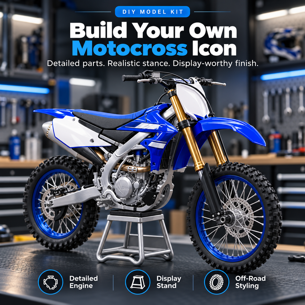 🏍️DIY Motocross Dirt Bike Model Kit – Build & Display