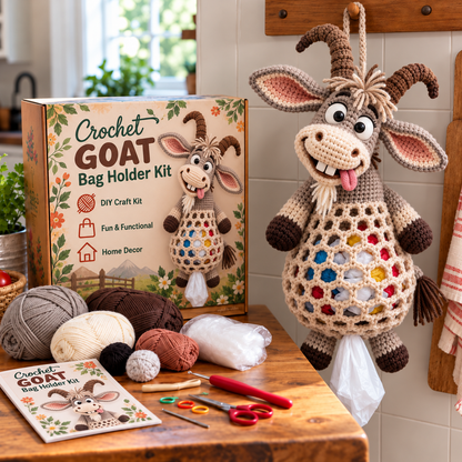 🔥LAST DAY 49% OFF – 🌼 Cottage Harvest Keepers™ — Crochet Animal Bag Holder DIY Kit | 12 Adorable Designs