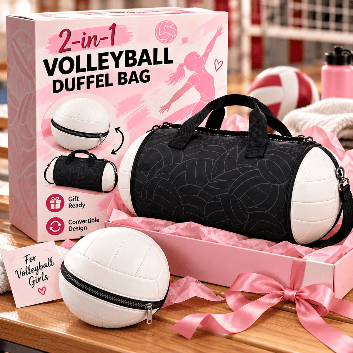 🏐🎒 2-in-1 Convertible Volleyball Duffel Bag – Expandable Sports Bag 💖