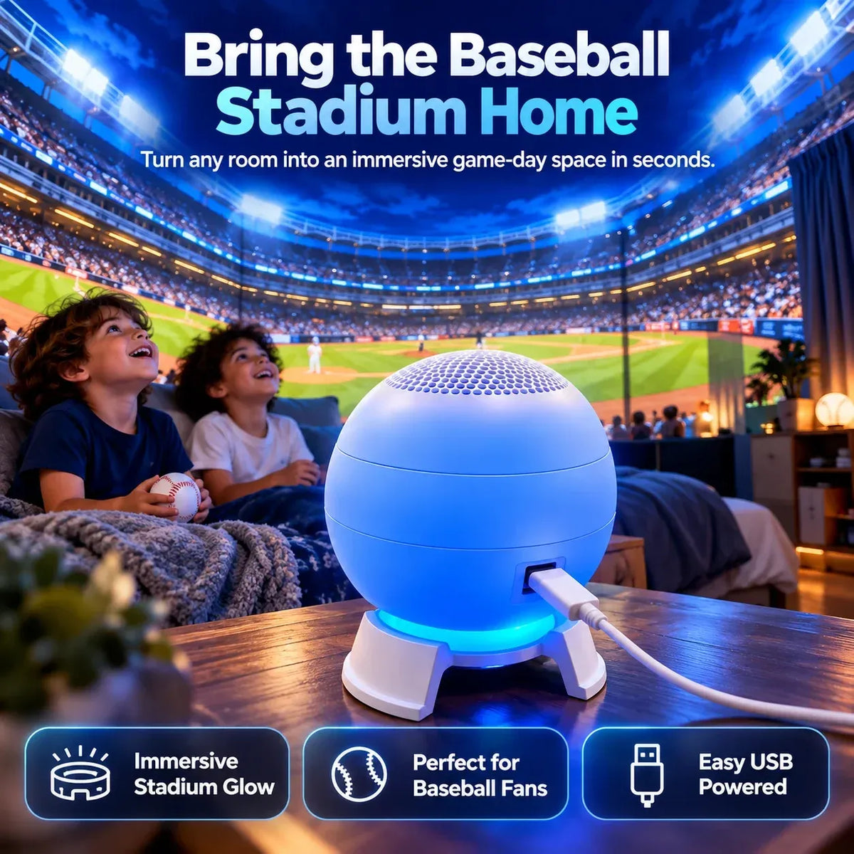🏆⚾ Baseball Stadium 5D Projection Light – Transform Any Room Into Game Day