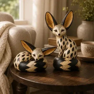 🦊Vintage-Style Fennec Fox Sculpture – Charming Home Decor & Gift for Animal Lovers✨